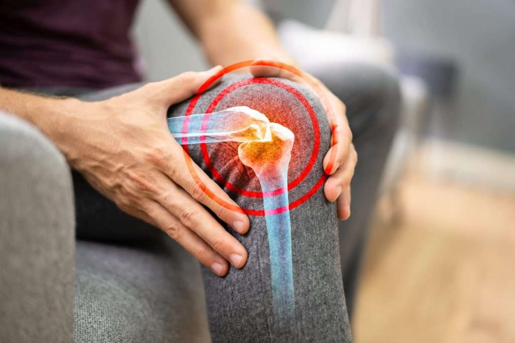 Knee joint pain and arthritis inflammation causing chronic discomfort and reduced mobility.
